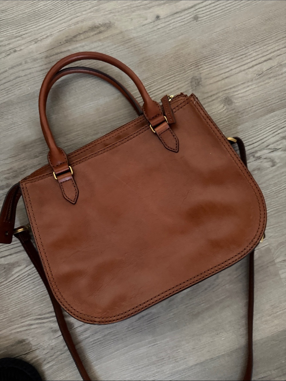Fossil Ryder Satchel Brown Leather Crossbody - Picture 4 of 10